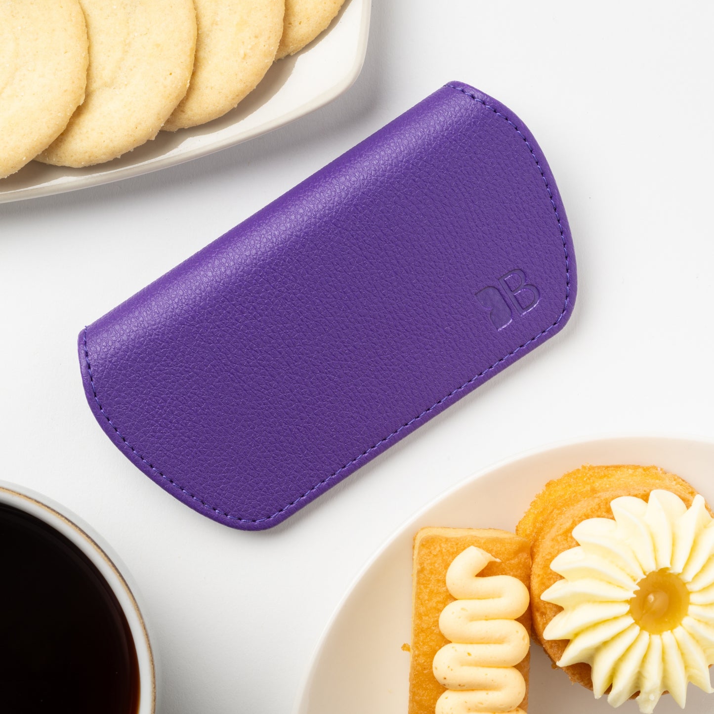 Slim Magnetic Close Glasses Cases Made from Recycled Bottles in Purple