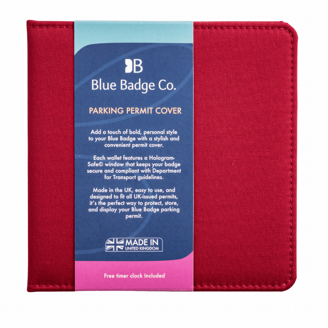Blue Badge Wallet - Disabled Parking Permit Holder Burgundy Panama - UK Made