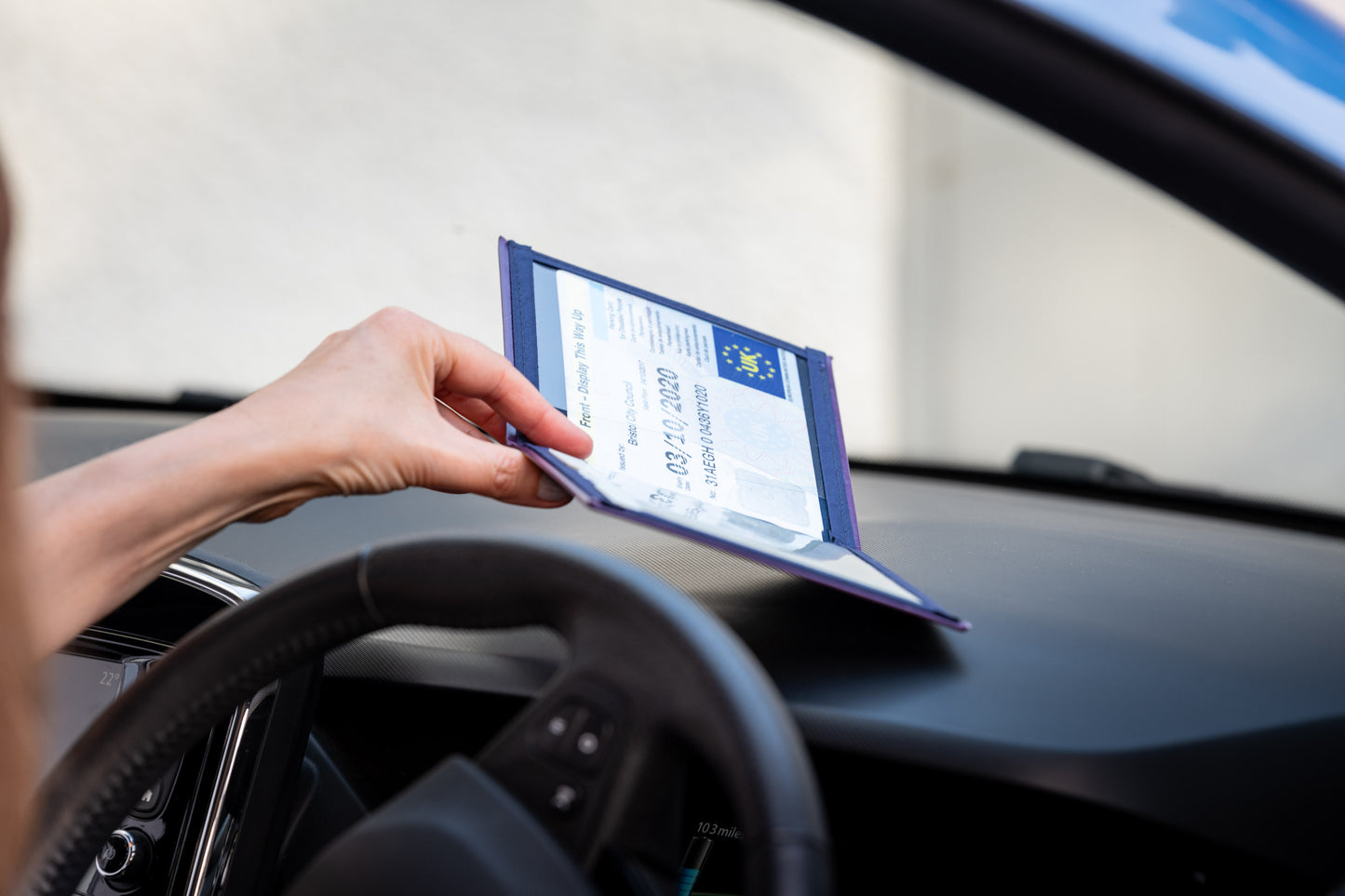 Disabled Blue Badge Parking Permit Wallet in Purple Leather - UK Made