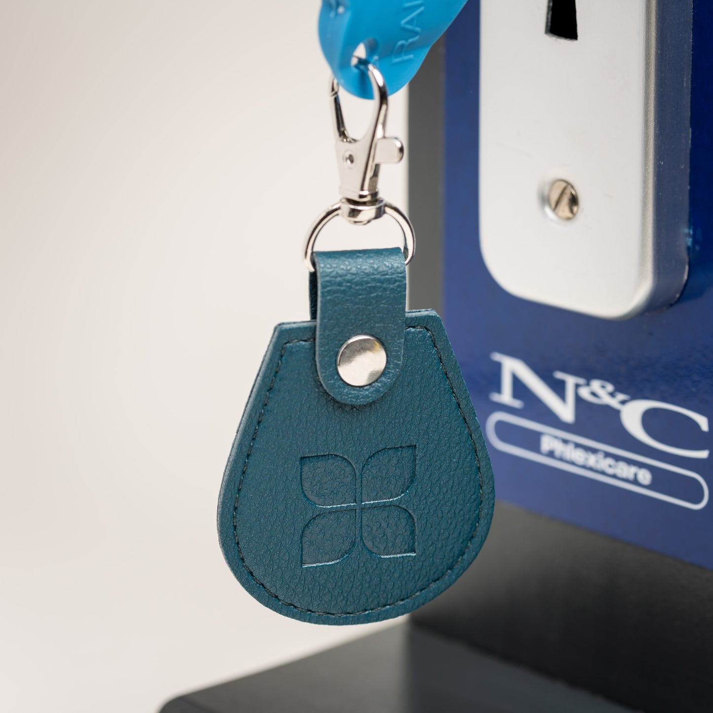 Vegan Leather Recycled Bottles Keyring with Disabled Toilet RADAR Key in Peacock