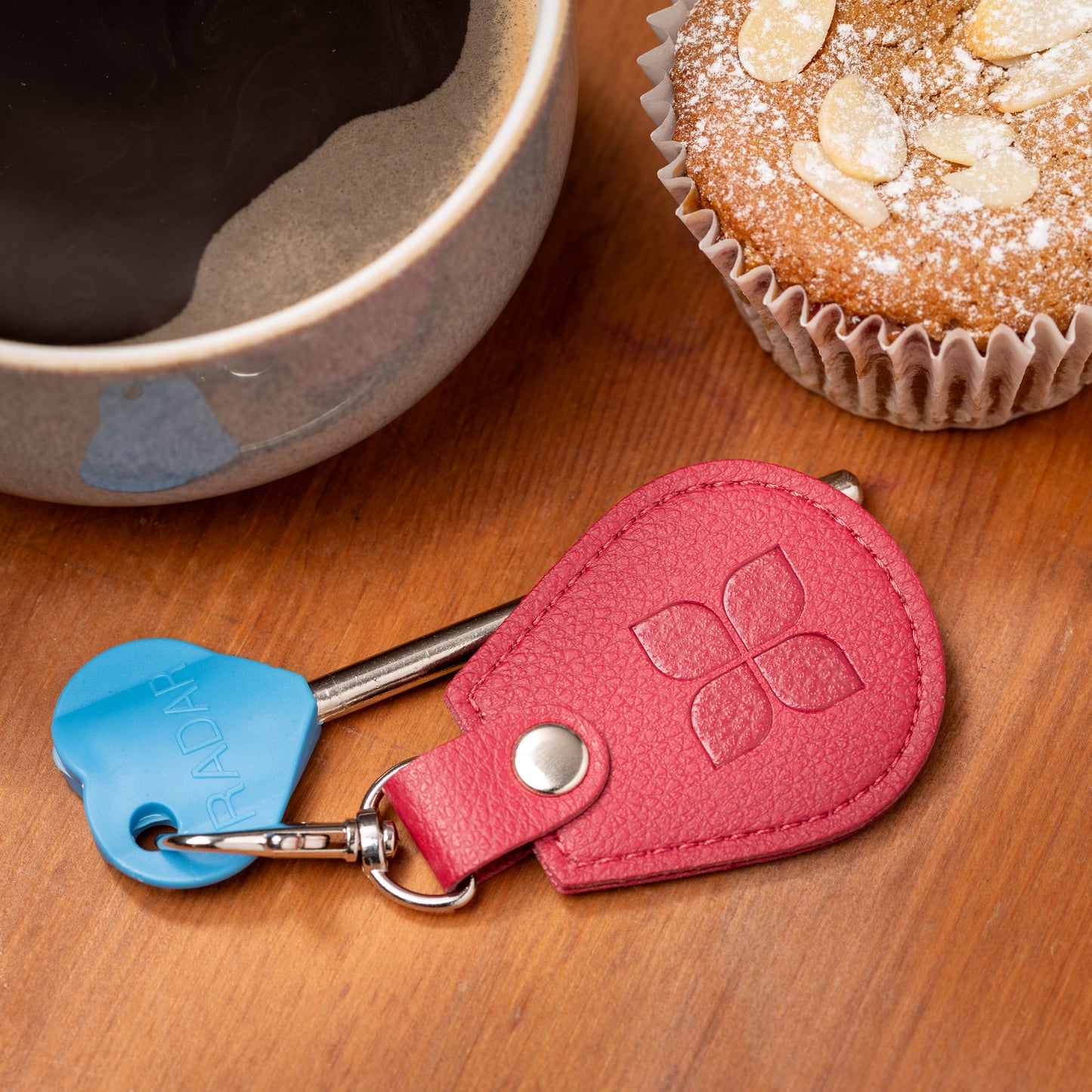 Recycled Bottles Keyring with Disabled Toilet RADAR Key in Raspberry