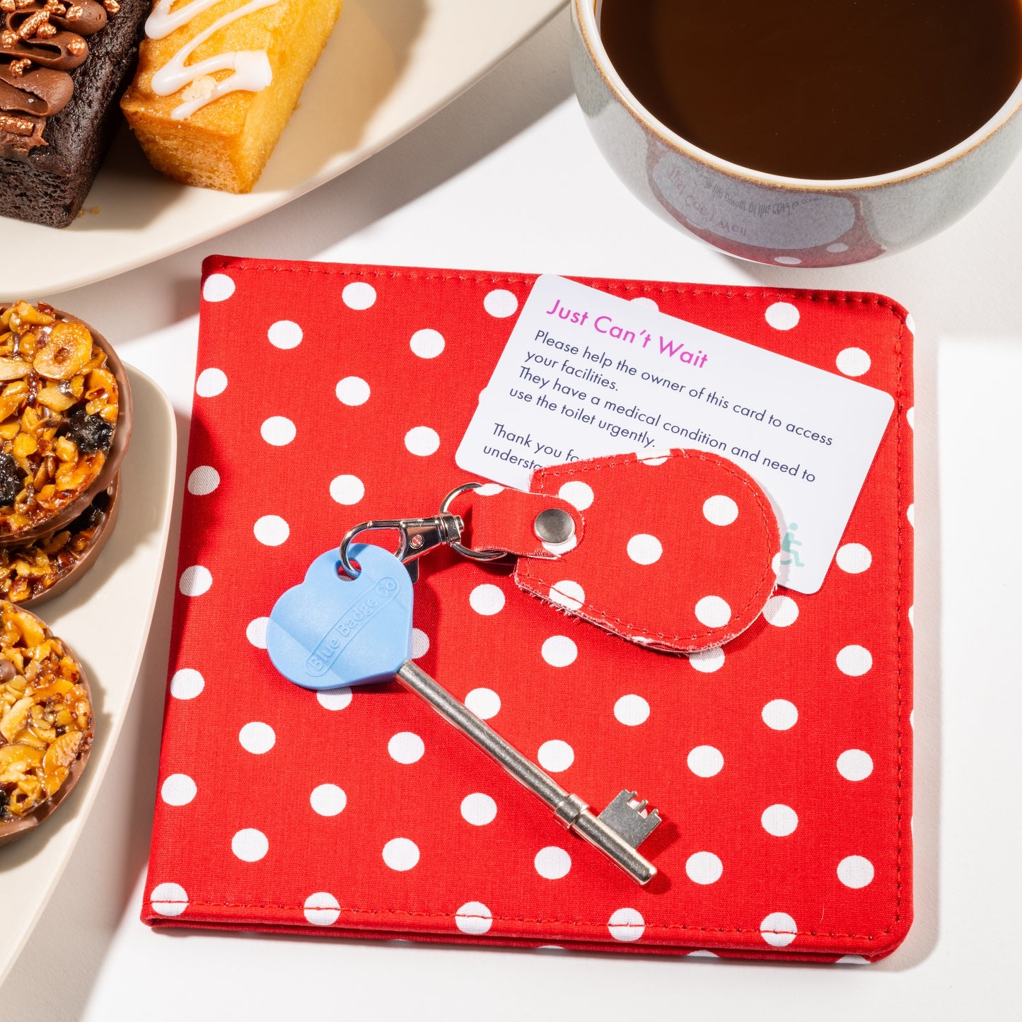 Disabled Blue Badge Wallet, Keyring and RADAR Key in Spotty Red - UK Made