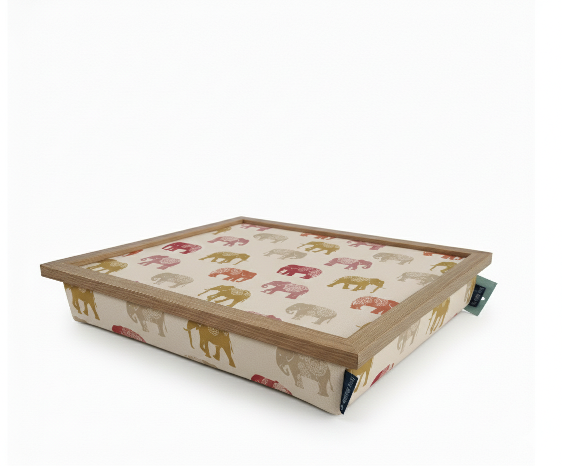Bean Bag Cushioned Wooden Frame Lap Tray in Nelly Elephant - UK Made