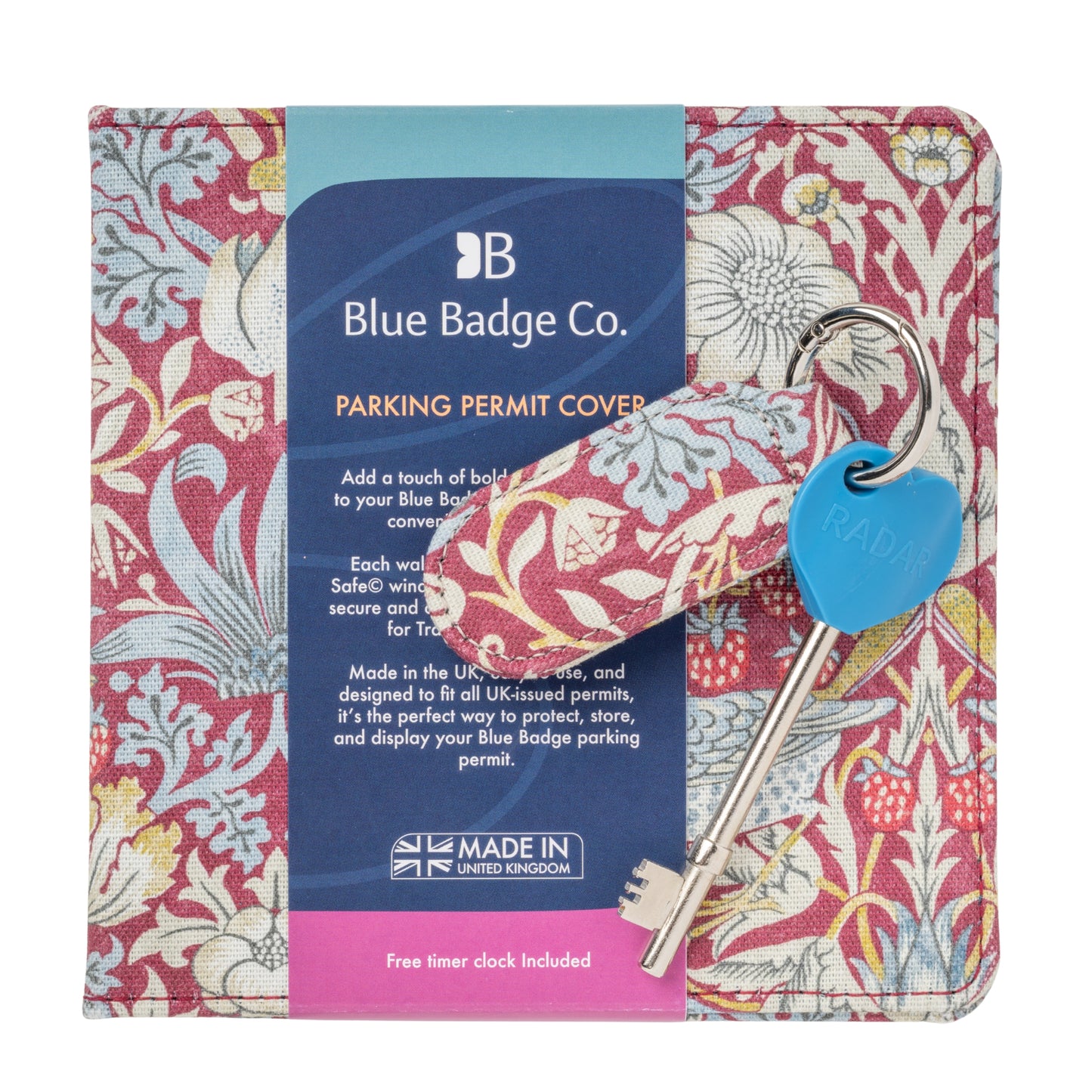 Disabled Blue Badge Wallet, Keyring and RADAR Key in William Morris Strawberry Thief Plum