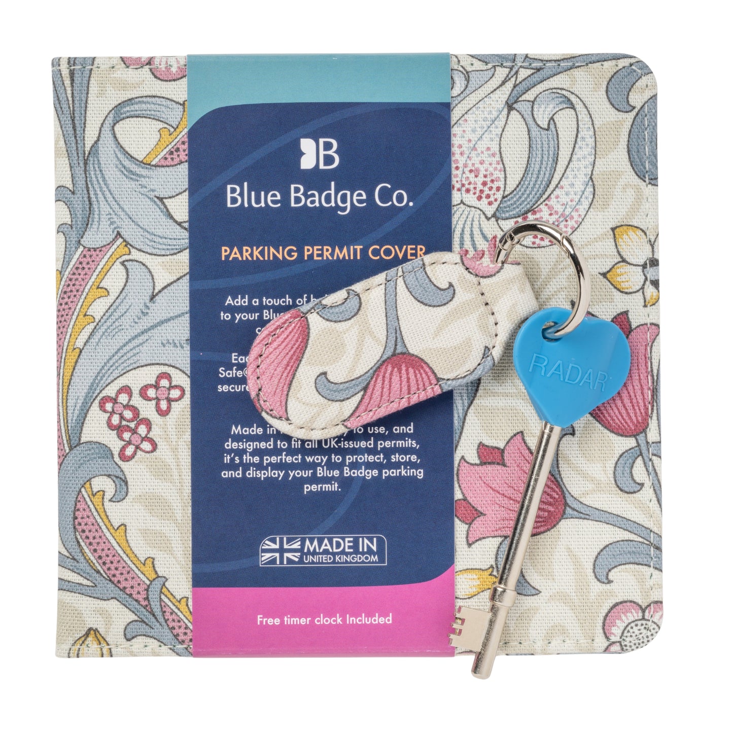 Disabled Blue Badge Wallet, Keyring and RADAR Key in William Morris Golden Lily Plum