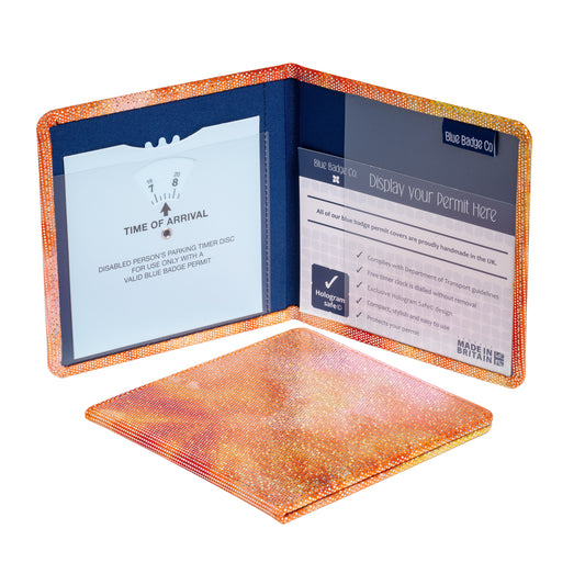 Blue Badge Wallet - Disabled Parking Permit Holder Holographic Orange - UK Made