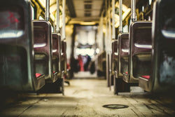 A photo of the interior of a bus