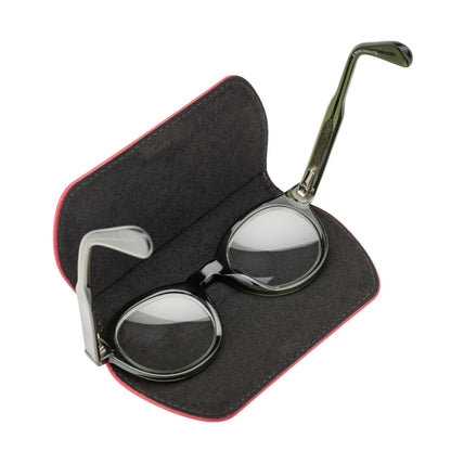 Slim Magnetic Close Glasses Cases Made from Recycled Bottles in Raspberry Red