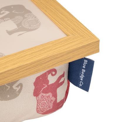 Bean Bag Cushioned Wooden Frame Lap Tray in Nelly Elephant