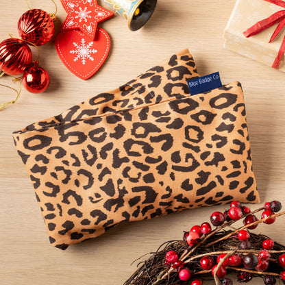 Lavender Wheat Warmer, Heated Wheat Bag in Leopard Fabric - UK Made
