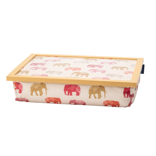 Bean Bag Cushioned Wooden Frame Lap Tray in Nelly Elephant