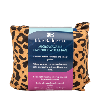 Lavender Wheat Warmer, Heated Wheat Bag in Leopard Fabric - UK Made