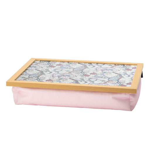 Bean Bag Cushioned Wooden Frame Lap Tray in William Morris Golden Lily  Plum