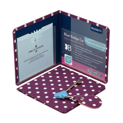 Disabled Blue Badge Wallet, Keyring and RADAR Key in Spotty Grape - UK Made