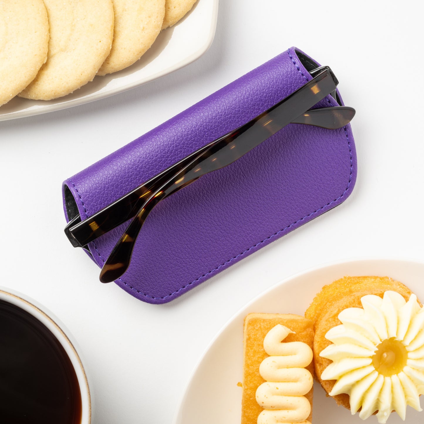 Slim Magnetic Close Glasses Cases Made from Recycled Bottles in Purple