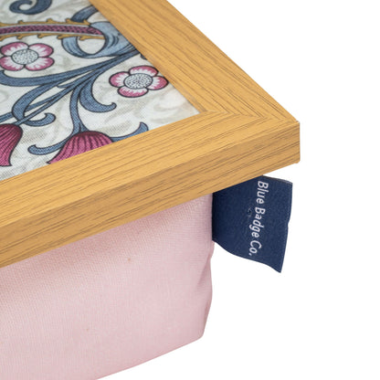 Bean Bag Cushioned Wooden Frame Lap Tray in William Morris Golden Lily  Plum