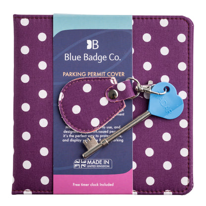 Disabled Blue Badge Wallet, Keyring and RADAR Key in Spotty Grape - UK Made