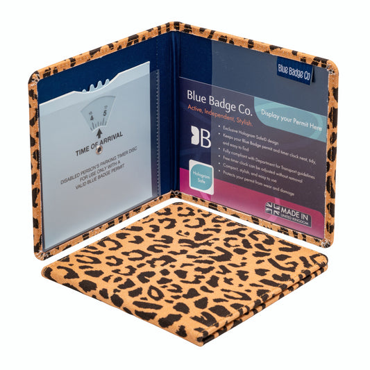 Blue Badge Wallet - Disabled Parking Permit Holder Leopard - UK Made