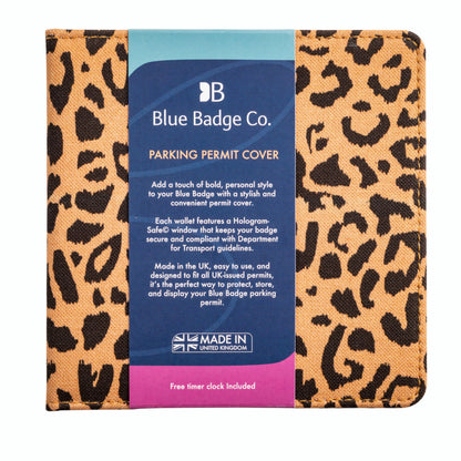 Blue Badge Wallet - Disabled Parking Permit Holder Leopard - UK Made