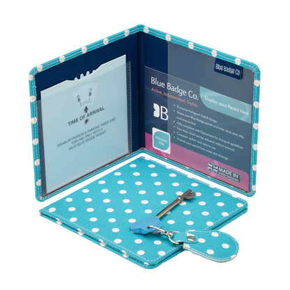 Disabled Blue Badge Wallet, Keyring and RADAR Key in Spotty Aquamarine - UK Made