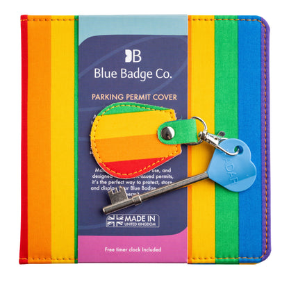 Disabled Blue Badge Wallet, Keyring and RADAR Key in Rainbow Stripe - UK Made