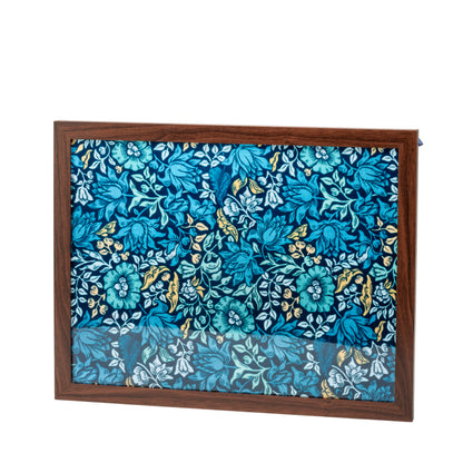 Bean Bag Cushioned Wooden Frame Lap Tray in William Morris Mallow Teal