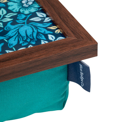 Bean Bag Cushioned Wooden Frame Lap Tray in William Morris Mallow Teal