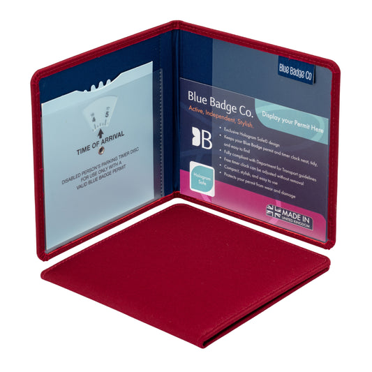 Blue Badge Wallet - Disabled Parking Permit Holder Burgundy Panama  - UK Made