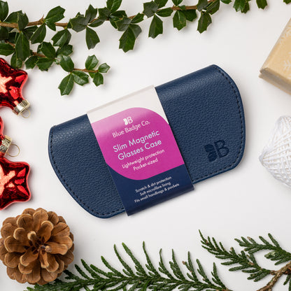 Slim Magnetic Close Glasses Cases Made from Recycled Bottles in Navy