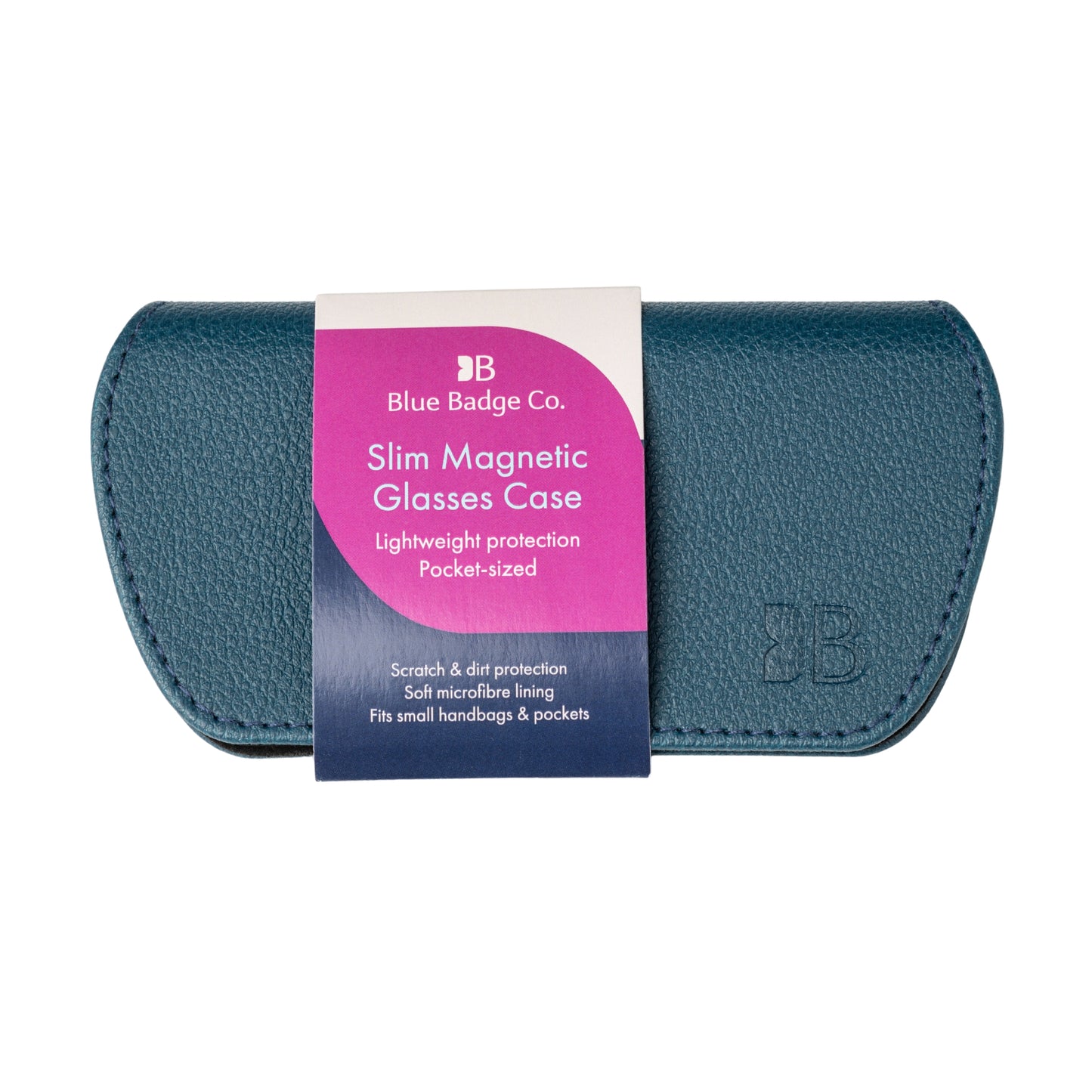 Slim Magnetic Close Glasses Cases Made from Recycled Bottles in Peacock
