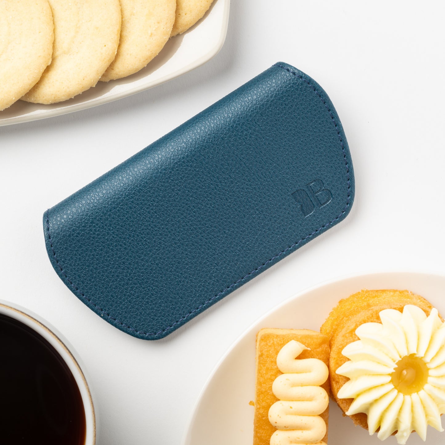 Slim Magnetic Close Glasses Cases Made from Recycled Bottles in Peacock