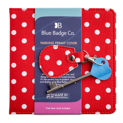 Disabled Blue Badge Wallet, Keyring and RADAR Key in Spotty Red - UK Made