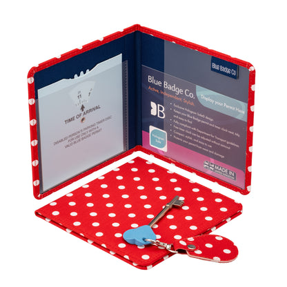 Disabled Blue Badge Wallet, Keyring and RADAR Key in Spotty Red - UK Made