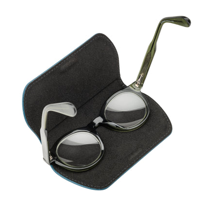 Slim Magnetic Close Glasses Cases Made from Recycled Bottles in Peacock