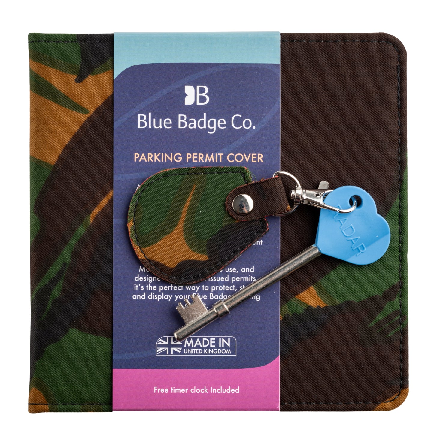 Disabled Blue Badge Wallet, Keyring and RADAR Key in Army Camo - UK Made