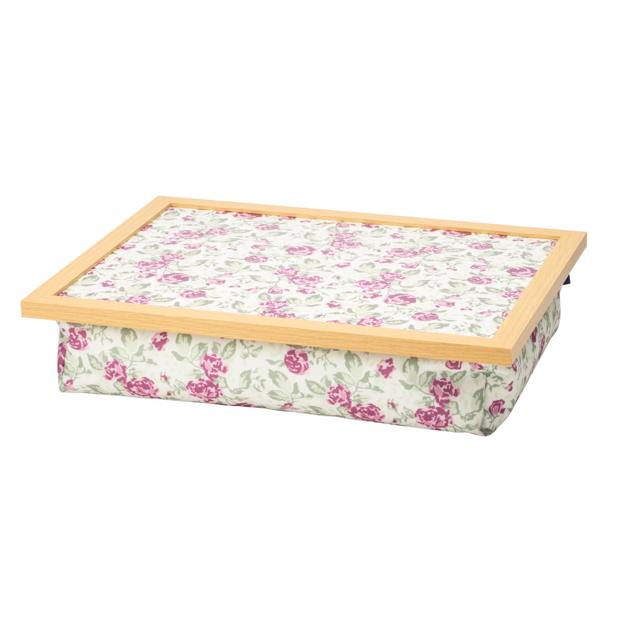 Bean Bag Cushioned Wooden Frame Lap Tray in Mulberry Rose