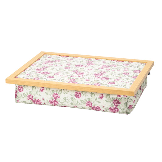 Bean Bag Cushioned Wooden Frame Lap Tray in Mulberry Rose
