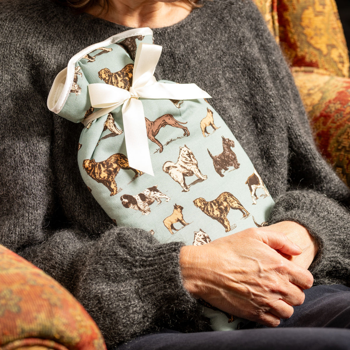 Large Hot Water Bottle in Dogs Fabric - UK Made