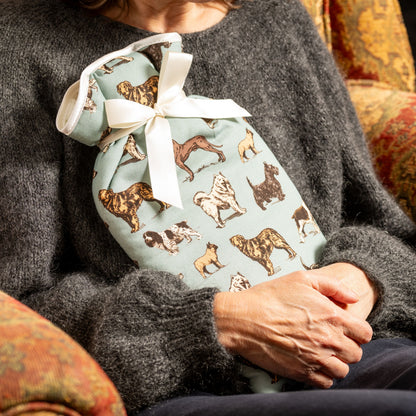 Large Hot Water Bottle in Dogs Fabric - UK Made