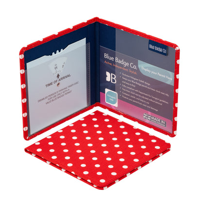 Blue Badge Wallet - Disabled Parking Permit Holder Spotty Red - UK Made
