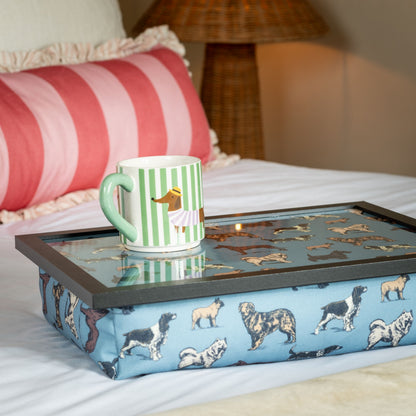 Bean Bag Cushioned Wooden Frame Lap Tray in Dogs