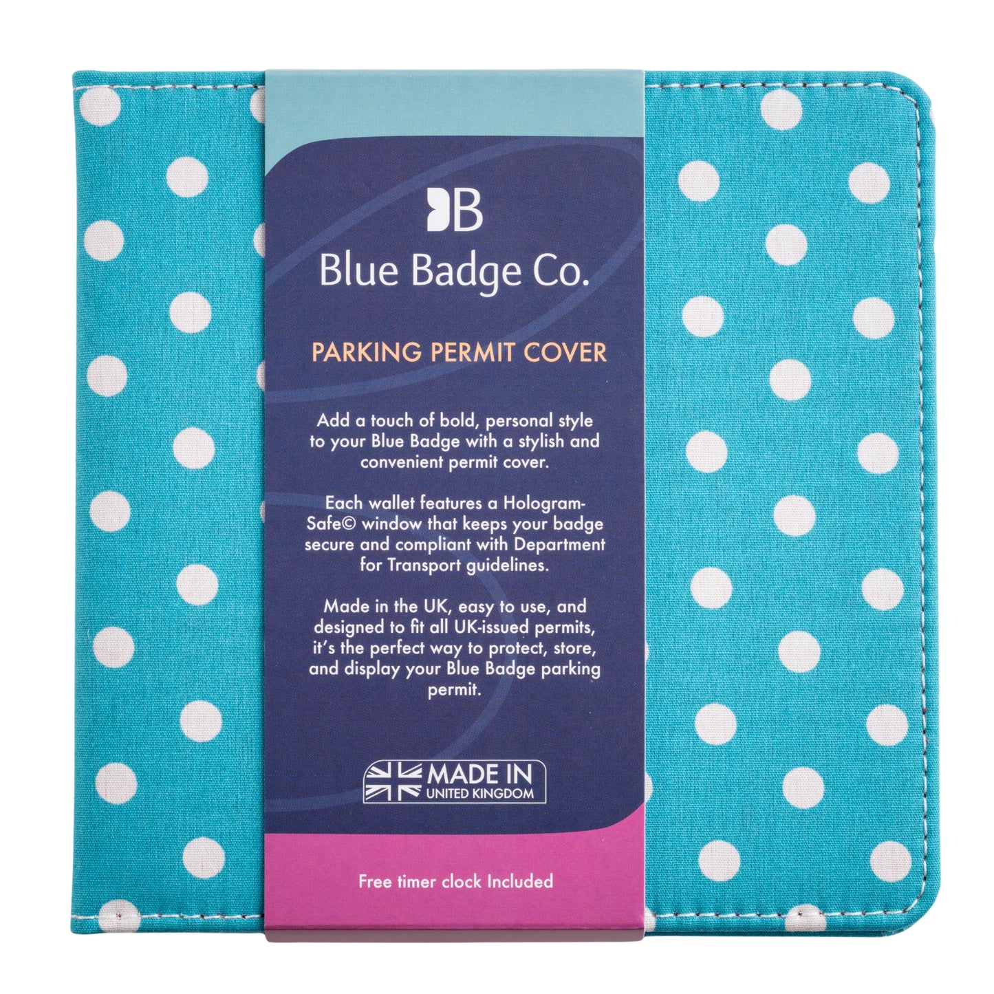 Blue Badge Wallet - Disabled Parking Permit Holder Spotty Aquamarine  - UK Made