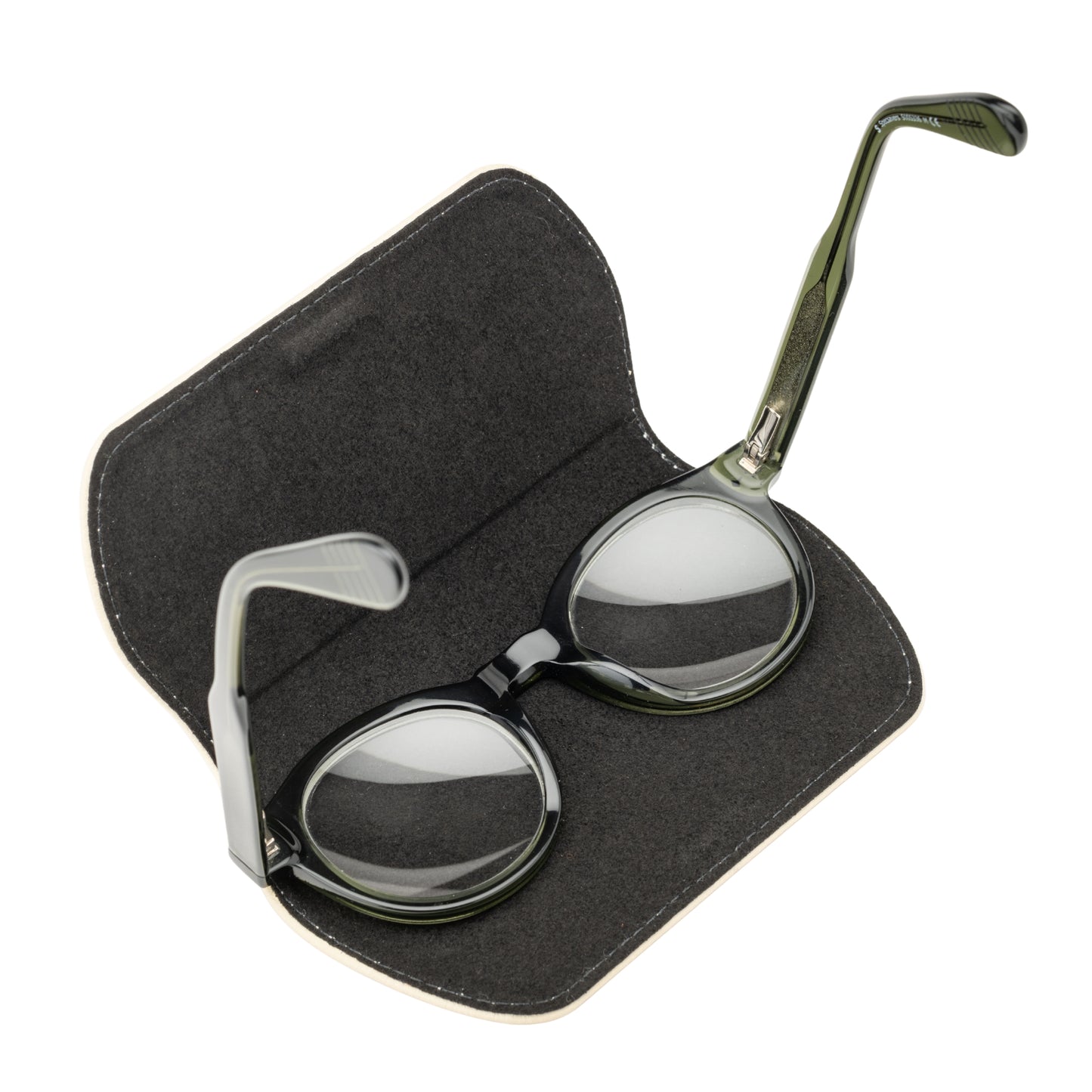 Slim Magnetic Close Glasses Cases Made from Recycled Bottles in Cream
