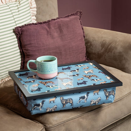 Bean Bag Cushioned Wooden Frame Lap Tray in Dogs