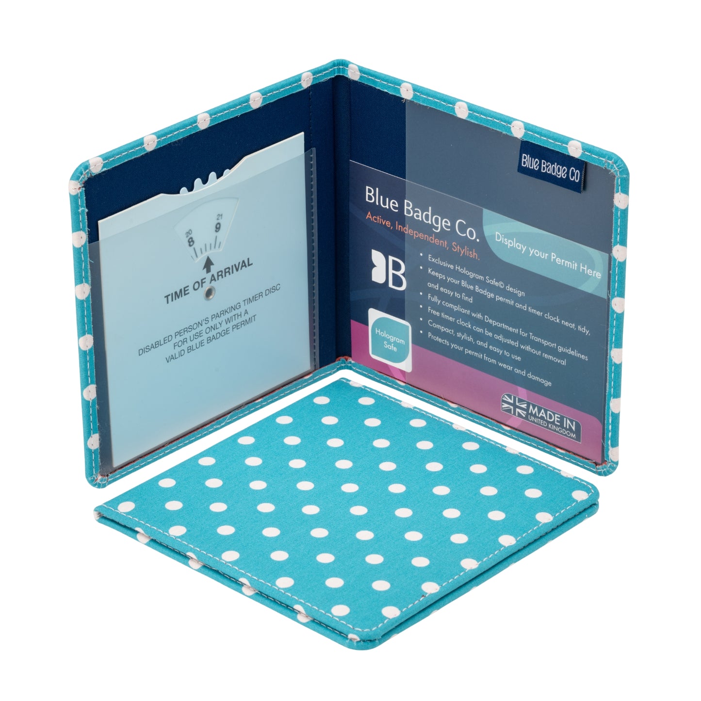 Blue Badge Wallet - Disabled Parking Permit Holder Spotty Aquamarine  - UK Made