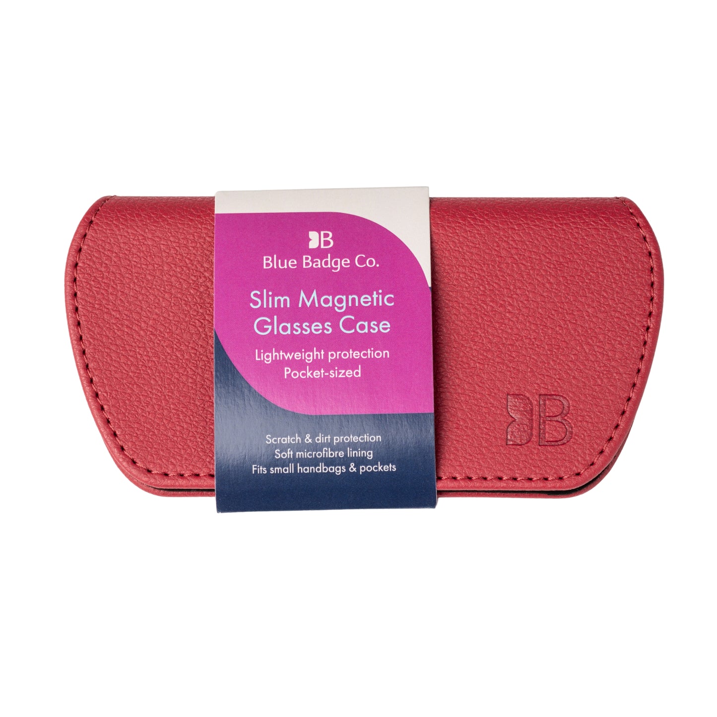 Slim Magnetic Close Glasses Cases Made from Recycled Bottles in Raspberry Red