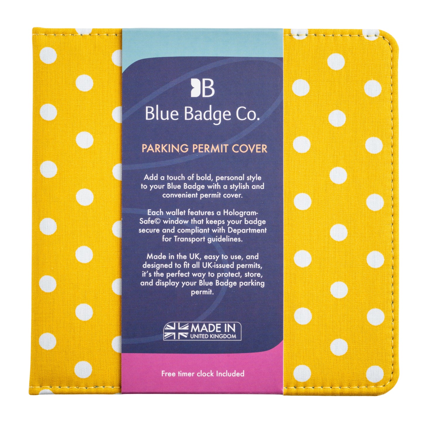 Blue Badge Wallet - Disabled Parking Permit Holder Spotty Canary Yellow - UK Made