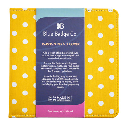 Blue Badge Wallet - Disabled Parking Permit Holder Spotty Canary Yellow - UK Made