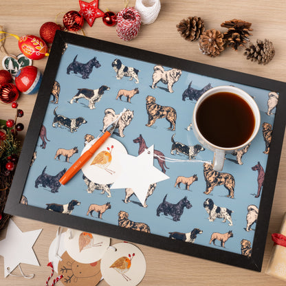 Bean Bag Cushioned Wooden Frame Lap Tray in Dogs