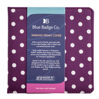 Blue Badge Wallet - Disabled Parking Permit Holder Spotty Grape - UK Made